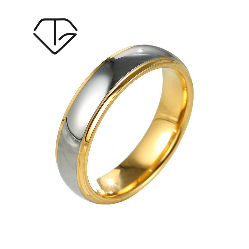 Two Color Tungsten Steel Ring Electroplating Glossy Craftsmanship Luxury Temperament Men's Fine Jewelry