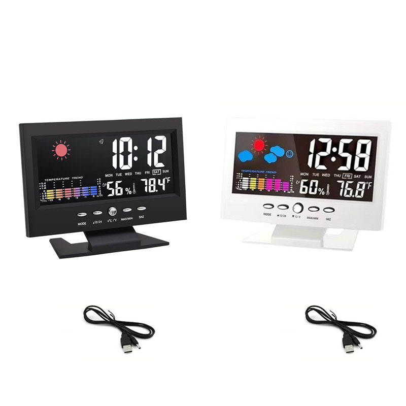 🔥Grouneco 🔥🔥🔥Last Day Sale 50%🔥Digital LED Temperature Humidity Monitor Weather Forecast LED Table Alarm Clock