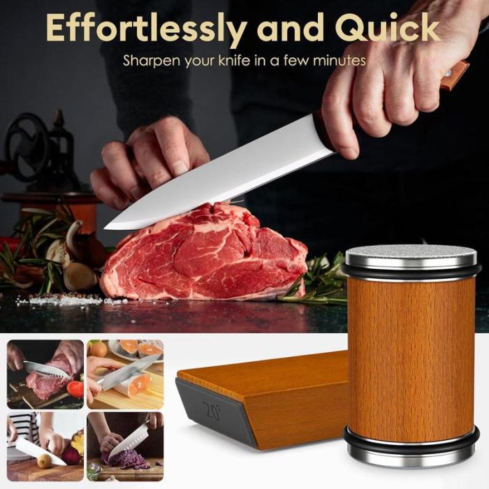 QIAWI™  Roller-type knife sharpener set, diamond grinding disc, portable cutting knife sharpener.
