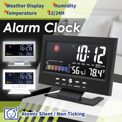 🔥Grouneco 🔥🔥🔥Last Day Sale 50%🔥Digital LED Temperature Humidity Monitor Weather Forecast LED Table Alarm Clock