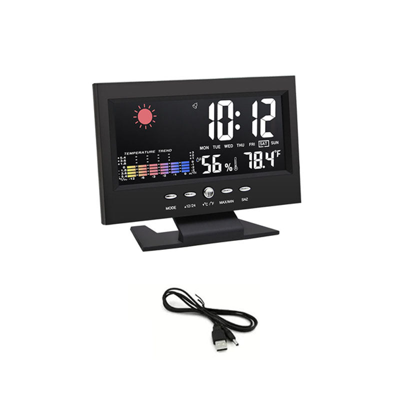 🔥Grouneco 🔥🔥🔥Last Day Sale 50%🔥Digital LED Temperature Humidity Monitor Weather Forecast LED Table Alarm Clock