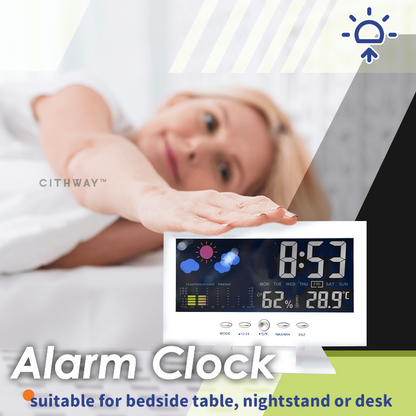 🔥Grouneco 🔥🔥🔥Last Day Sale 50%🔥Digital LED Temperature Humidity Monitor Weather Forecast LED Table Alarm Clock