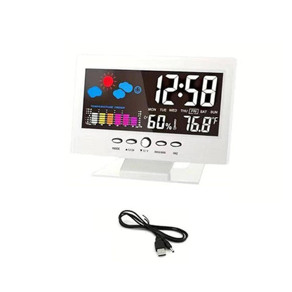 🔥Grouneco 🔥🔥🔥Last Day Sale 50%🔥Digital LED Temperature Humidity Monitor Weather Forecast LED Table Alarm Clock