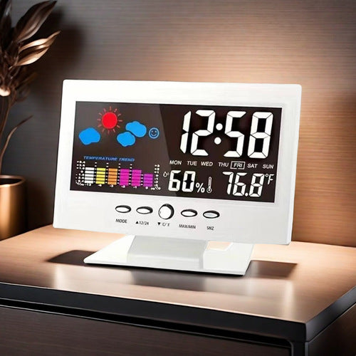🔥Grouneco 🔥🔥🔥Last Day Sale 50%🔥Digital LED Temperature Humidity Monitor Weather Forecast LED Table Alarm Clock