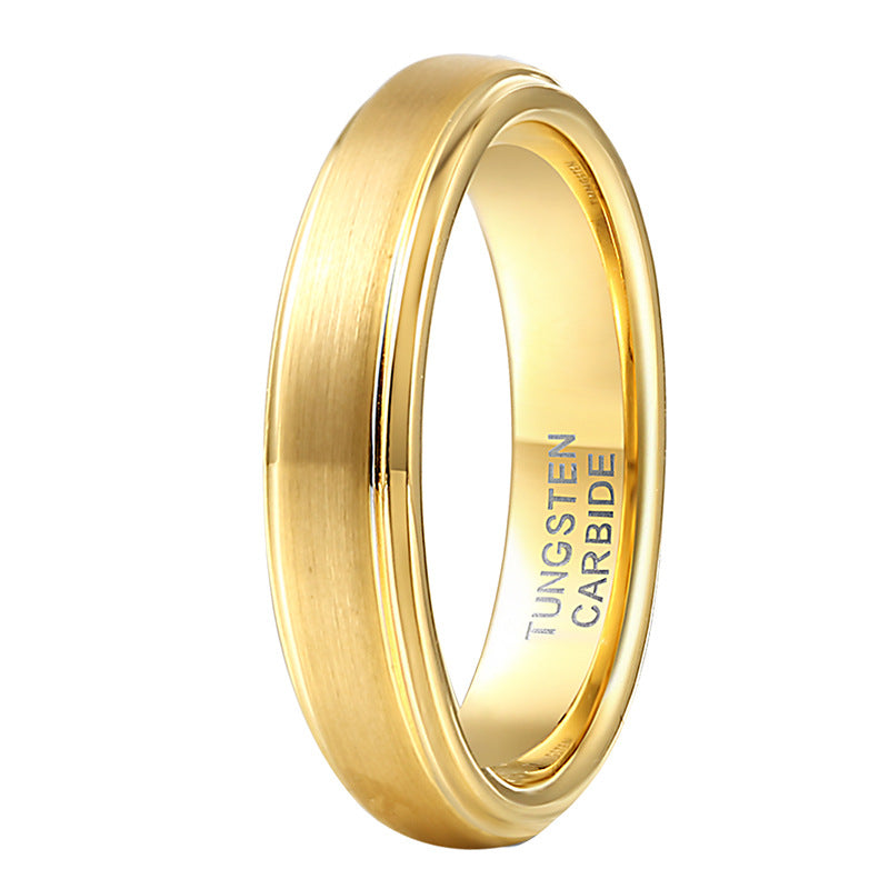 Electroplating Golden Glossy Light Luxury Style Tungsten Steel Ring Exquisite Fashion Jewelry Gift