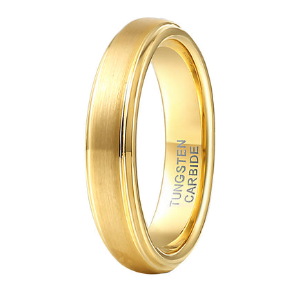 Electroplating Golden Glossy Light Luxury Style Tungsten Steel Ring Exquisite Fashion Jewelry Gift