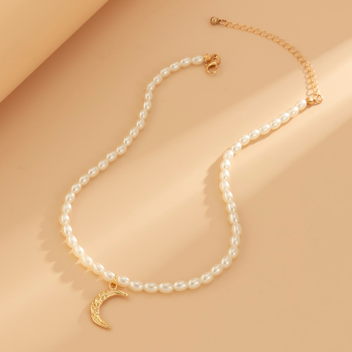 Moon Freshwater Rice Shape Pearl Necklace Rice Shape Necklace Strong Smooth