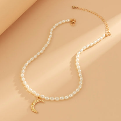 Moon Freshwater Rice Shape Pearl Necklace Rice Shape Necklace Strong Smooth
