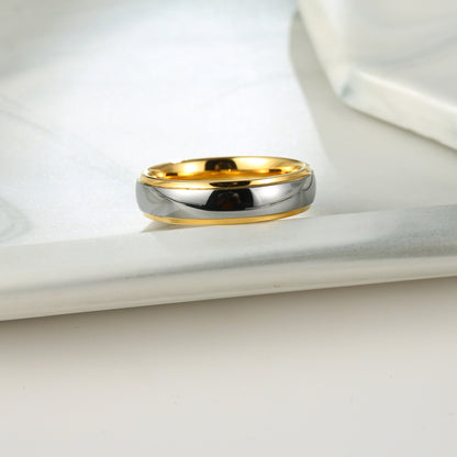 Two Color Tungsten Steel Ring Electroplating Glossy Craftsmanship Luxury Temperament Men's Fine Jewelry