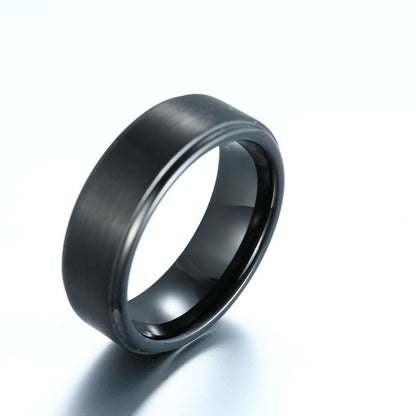 Hand Jewelry All Black Fashion Simple Men's Stainless Steel Tungsten Steel Ring Popular Jewelry