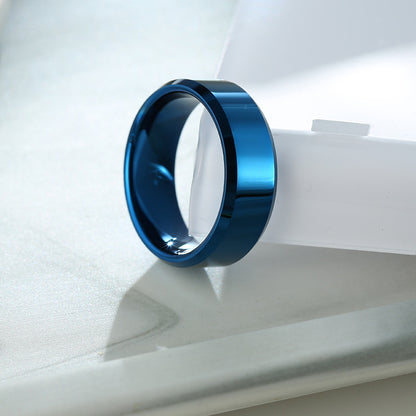 Jewelry Fashion All Blue Tungsten Steel Ring Men's Ring Anti-Scratch Tungsten Steel Explosive Ring Jewelry