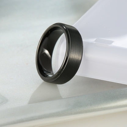 Hand Jewelry All Black Fashion Simple Men's Stainless Steel Tungsten Steel Ring Popular Jewelry