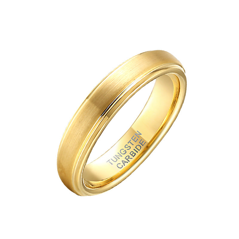 Electroplating Golden Glossy Light Luxury Style Tungsten Steel Ring Exquisite Fashion Jewelry Gift