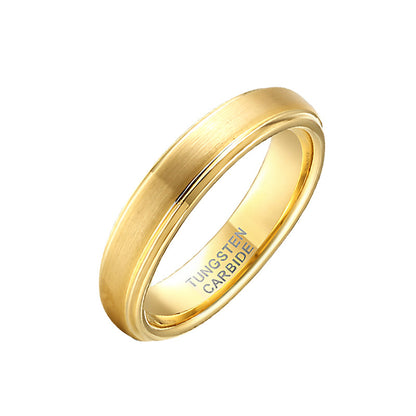 Electroplating Golden Glossy Light Luxury Style Tungsten Steel Ring Exquisite Fashion Jewelry Gift