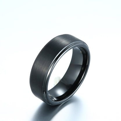 Hand Jewelry All Black Fashion Simple Men's Stainless Steel Tungsten Steel Ring Popular Jewelry