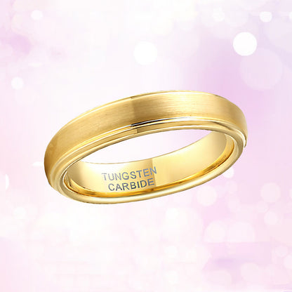 Electroplating Golden Glossy Light Luxury Style Tungsten Steel Ring Exquisite Fashion Jewelry Gift