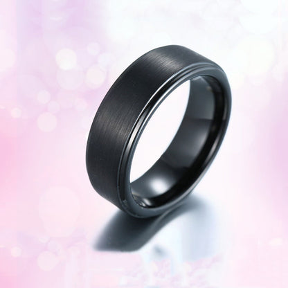Hand Jewelry All Black Fashion Simple Men's Stainless Steel Tungsten Steel Ring Popular Jewelry