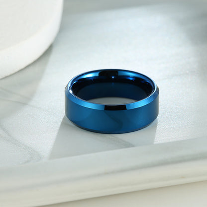 Jewelry Fashion All Blue Tungsten Steel Ring Men's Ring Anti-Scratch Tungsten Steel Explosive Ring Jewelry