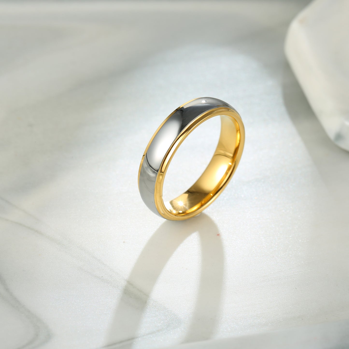 Two Color Tungsten Steel Ring Electroplating Glossy Craftsmanship Luxury Temperament Men's Fine Jewelry