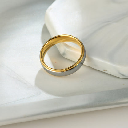 Two Color Tungsten Steel Ring Electroplating Glossy Craftsmanship Luxury Temperament Men's Fine Jewelry